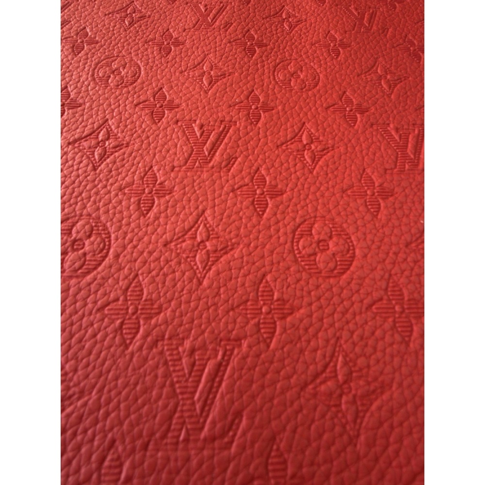 LV Red Embossed Monogram Vinyl for Crafting Classic Size   piece 12" X 12" Scrap